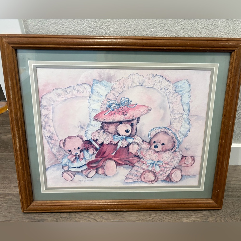 Home Interiors Victorian Teddy Bears Framed Print Ava Freeman Vintage Homco
